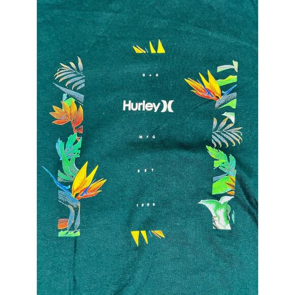 Hurley Men's Teal Green Tropical Floral Graphic T-Shirt Size Large - Picture 4 of 8